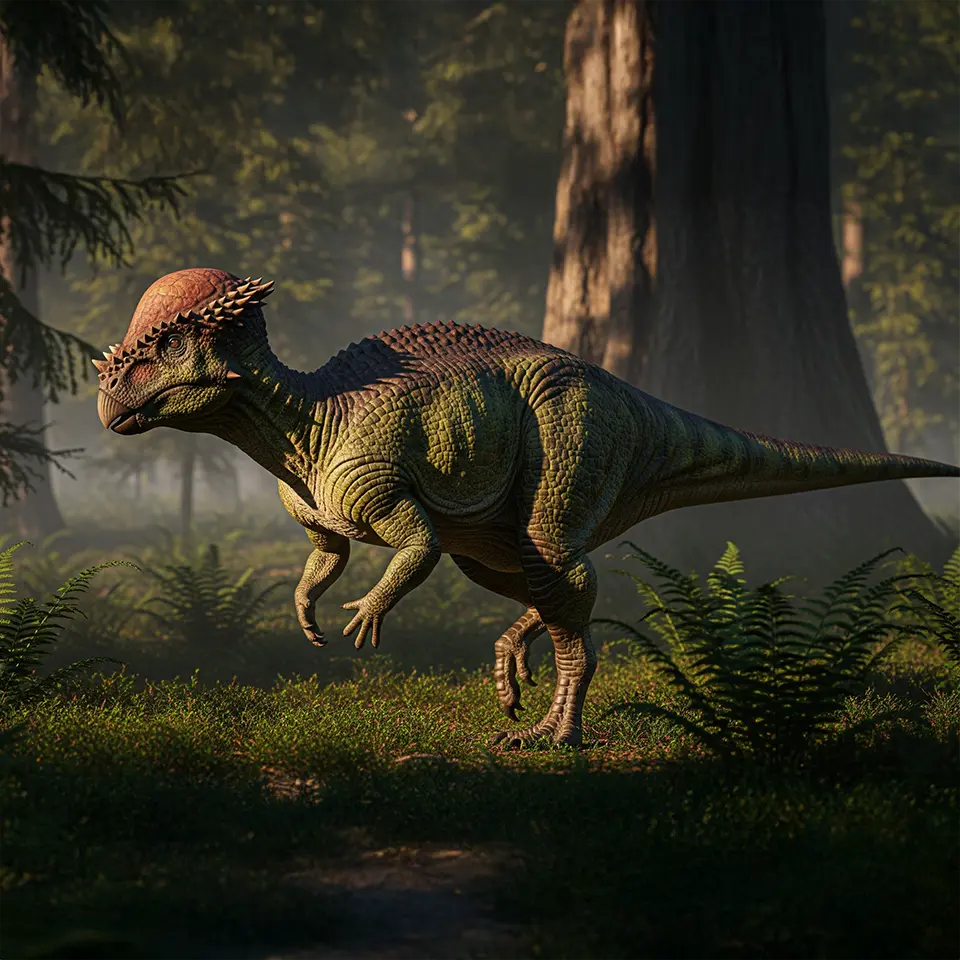 Der Pachycephalosaurus in einem Urwald