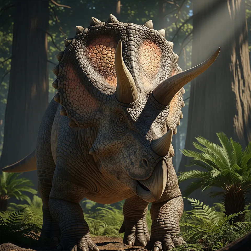 Triceratops im Kampf – realistische Darstellung des Dreihorn-Dinosauriers aus der Kreidezeit