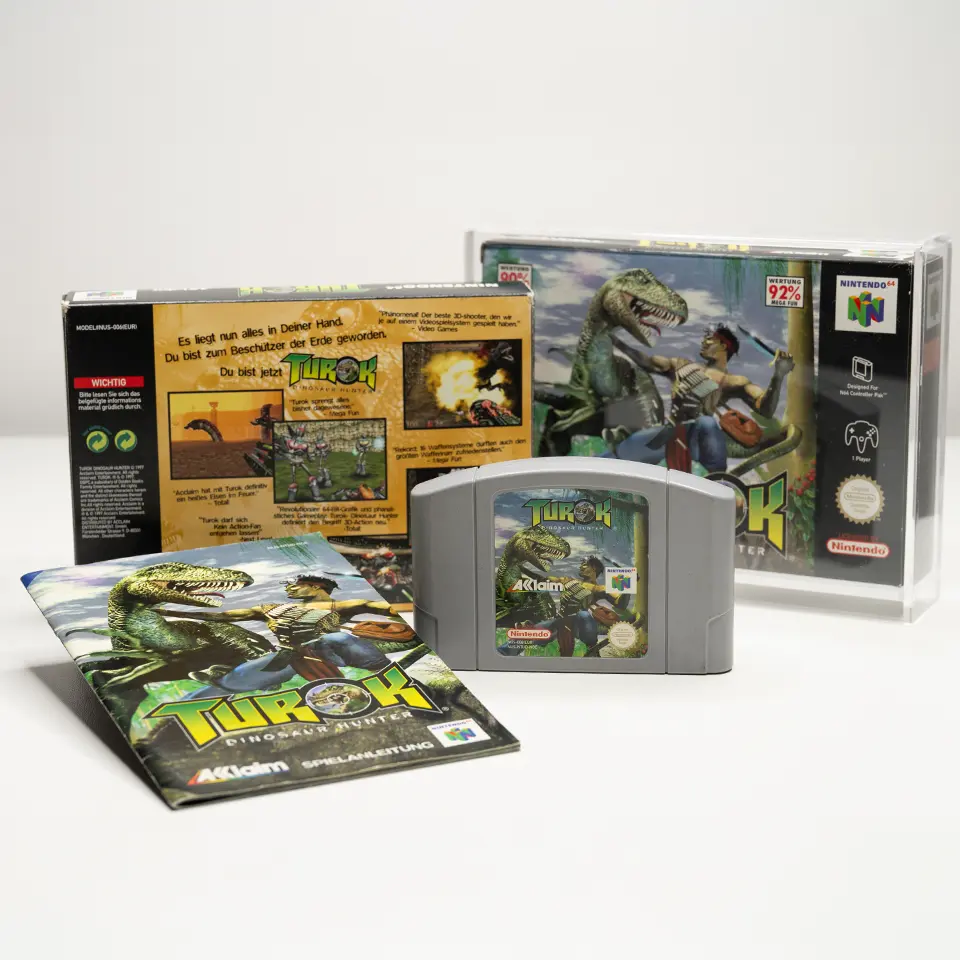 Turok: Dinosaur Hunter für Nintendo 64 mit Verpackung, Modul und Anleitung – beliebtes Action-Adventure der 90er Jahre